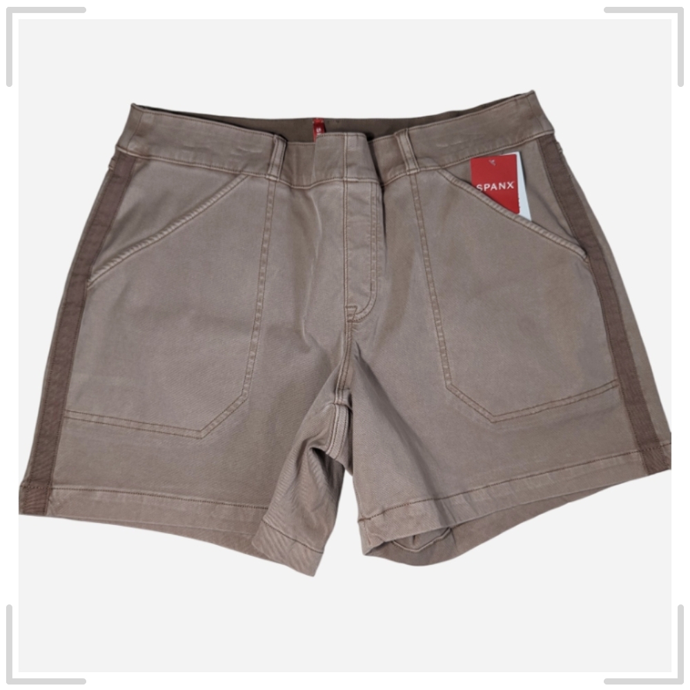 SPANX Dusty Taupe Cargo Shorts with Side Trim
